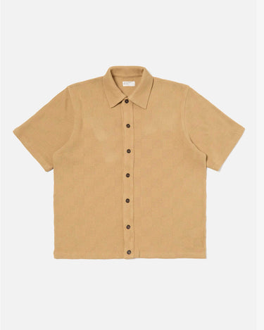 Button Through Polo Fantasy Check Sand 32415S
