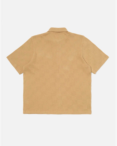 Button Through Polo Fantasy Check Sand 32415S