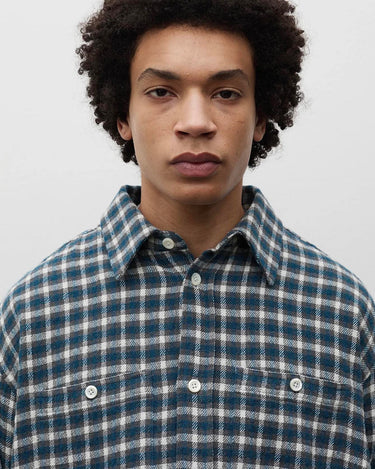 Norse Projects Falster Oversized Check Shirt North Sea N40-0885