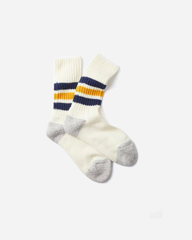 Rototo Coarse Ribbed Socks Navy Yellow R1255