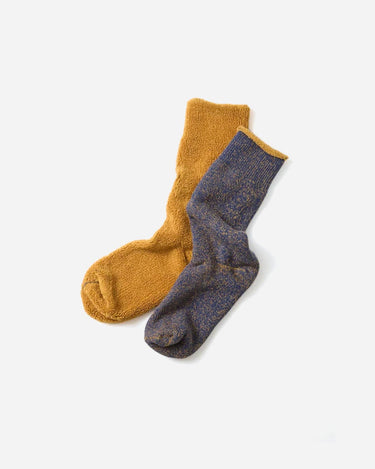 Rototo Reversible Pile Socks Navy Blue Gold R1612