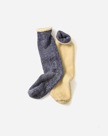 Rototo Reversible Pile Socks Navy Cream R1612