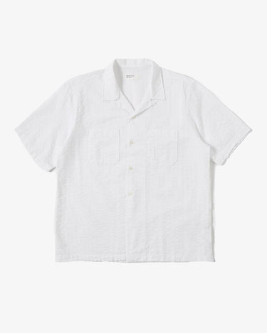 Universal Works Sal Road Shirt White Kos Self Stripe 32670W