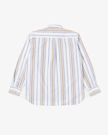 Universal Works Lazy Day Shirt Blue Sand Pop Stripe Three 32567B