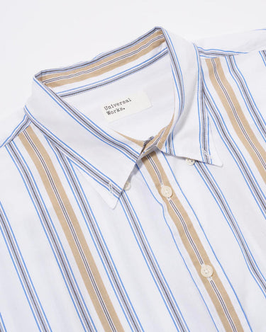 Universal Works Lazy Day Shirt Blue Sand Pop Stripe Three 32567B 2