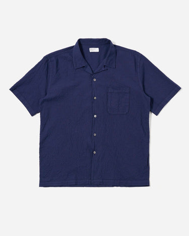 Universal Works Road Shirt Seersucker Navy 34605N