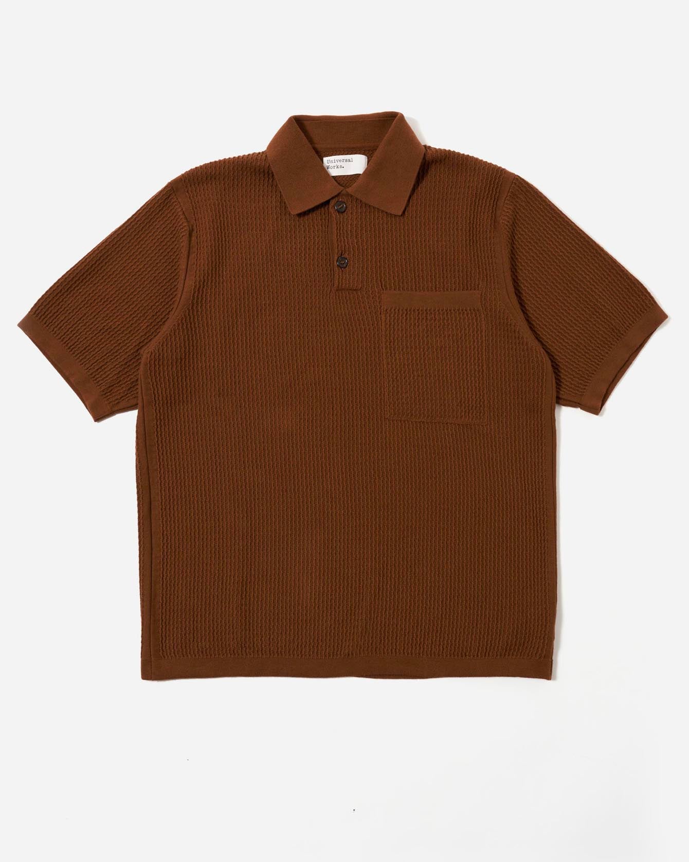 Universal Works SS Knit Polo Fine Texture Tricot Brown – Dela