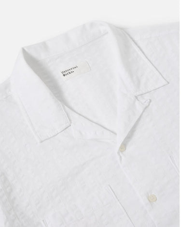 Universal Works Sal Road Shirt White Kos Self Stripe 32670W 3