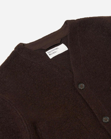 Universal Works Wool Fleece Cardigan Brown