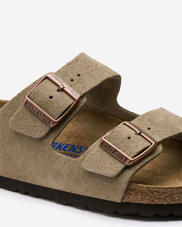 birkenstock arizona soft bed sandal natural leather suede taupe