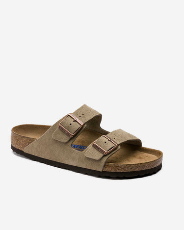 birkenstock arizona soft bed sandal natural leather suede taupe