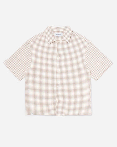 edwin Zed Shirt Checked Waffle White Brown