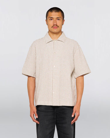 edwin Zed Shirt Checked Waffle White Brown