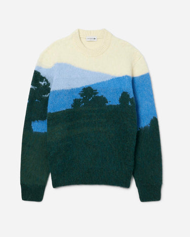 lacoste Landscape Jacquard Wool Sweater Green / Blue