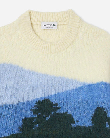 lacoste Landscape Jacquard Wool Sweater Green / Blue