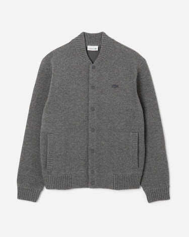 lacoste Merino Wool Bomber Jacket Grey