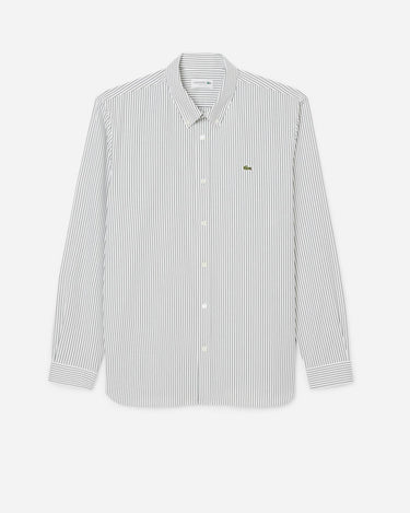 lacoste Regular Fit Pinpoint Stripe Shirt White Green