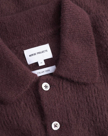 norse project Rasmus Relaxed Brushed Polo Mahogany