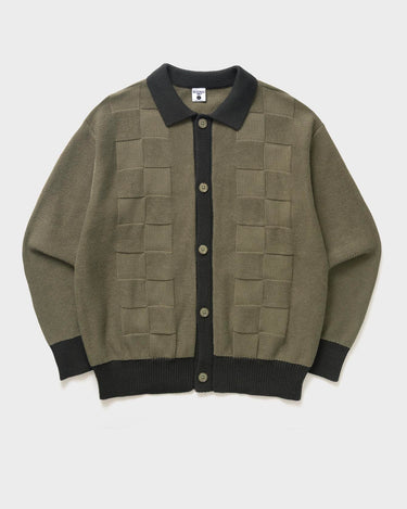service works Check Panel Cardigan Olive