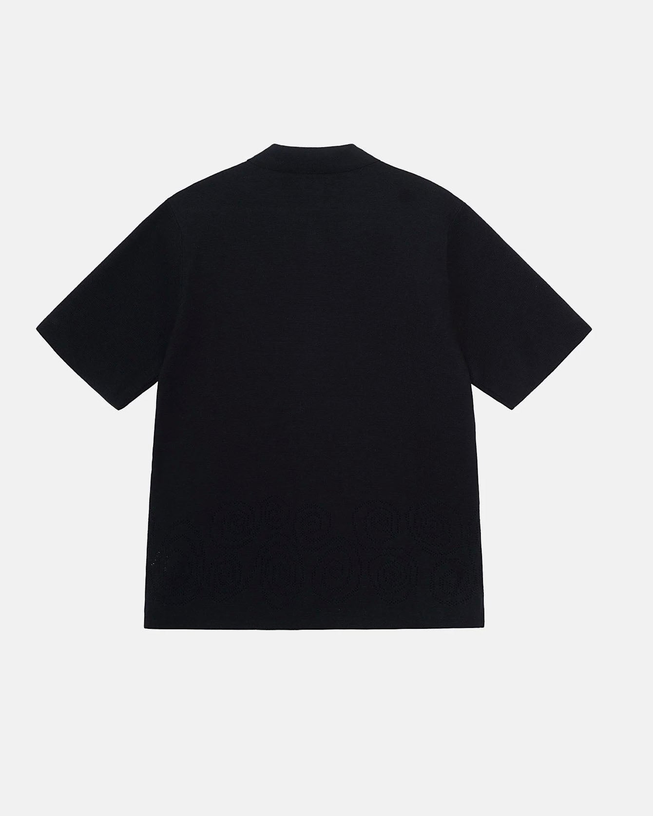 Perforated Swirl Knit Shirt Black