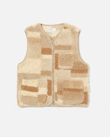 universal works Zip Gillet Patchwork Fleece Sand