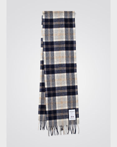 Moon Checked Lambswool Scarf Navy