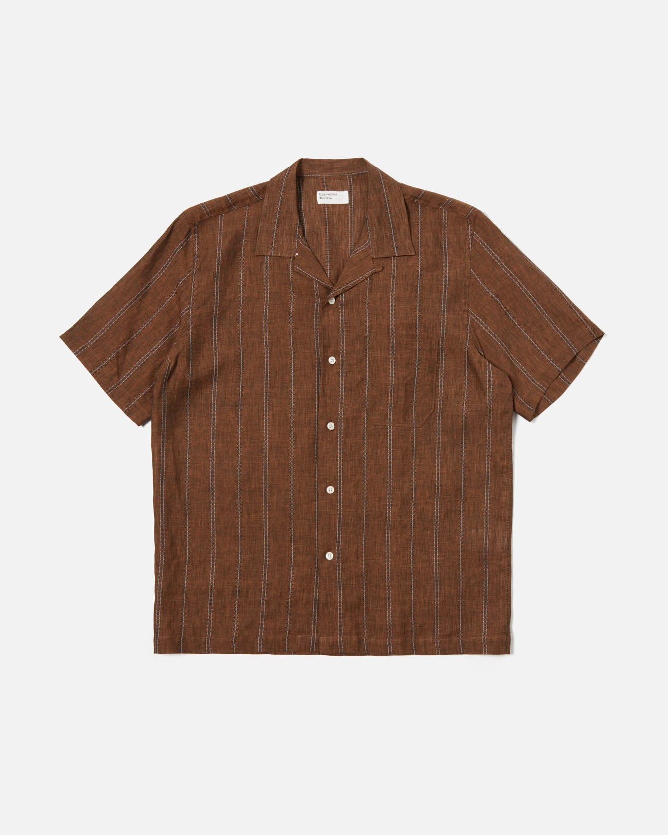 Road Shirt Linen Stripe Brown