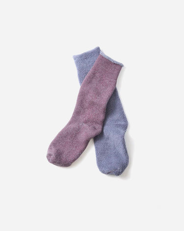 Rototo Reversible Pile Socks Faded Purple Light Blue R1612