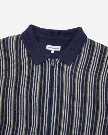 This Never That Striped Knit Zip Cardigan Navy