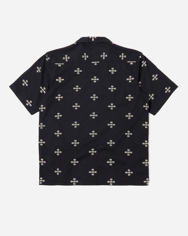Universal Works Camp Shirt Embroidered Diamond Black 34156B