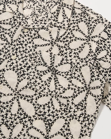 Universal Works Road Shirt Kantha Flower Ecru Black 34175E