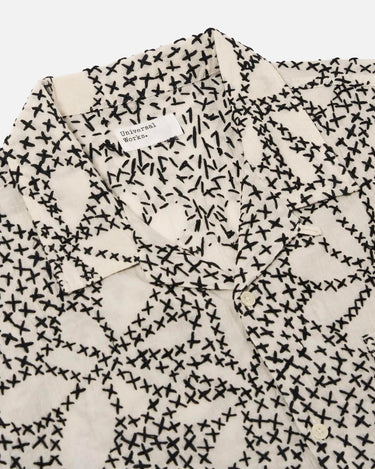 Universal Works Road Shirt Kantha Flower Ecru Black 34175E