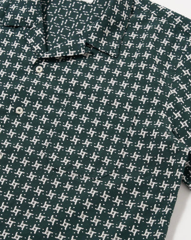 Universal Works Road Shirt Rhodes 8 Cotton Green White 34658G