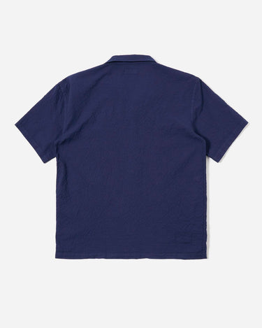 Universal Works Road Shirt Seersucker Navy 34605N