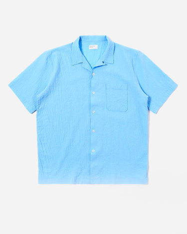 Universal Works Road Shirt Seersucker Shirting Sky Blue 34605S