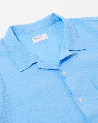 Universal Works Road Shirt Seersucker Shirting Sky Blue 34605S