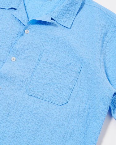Universal Works Road Shirt Seersucker Shirting Sky Blue 34605S
