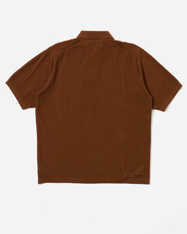 Universal Works SS Knit Polo Fine Texture Tricot Brown 34452B