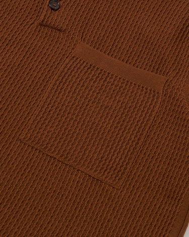 Universal Works SS Knit Polo Fine Texture Tricot Brown 34452B
