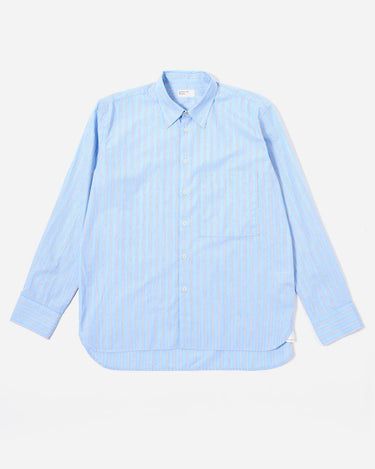 Universal Works Square Pocket Shirt Stripe Blue 34555B