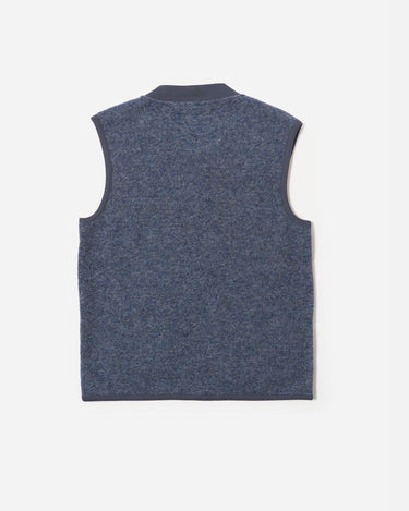 Universal Works Zip Waistcoat Wool Fleece Slate Navy