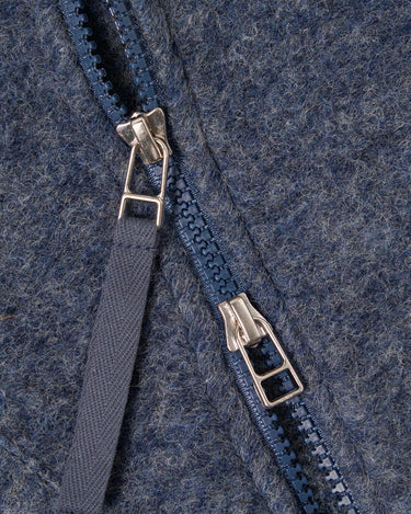 Universal Works Zip Waistcoat Wool Fleece Slate Navy