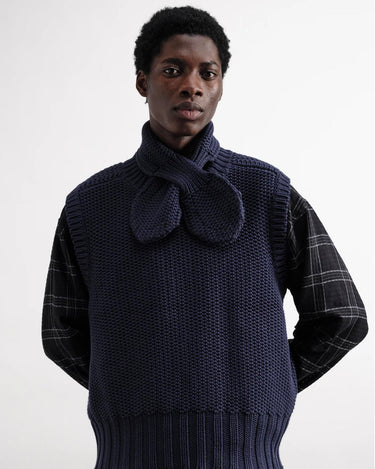 YMC Slotted Scarf Navy