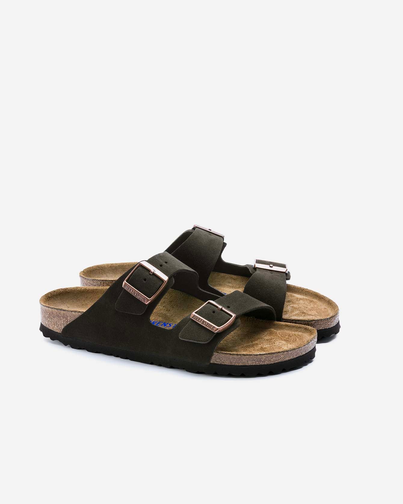 birkenstock arizona soft bed natural suede mocca sandal