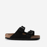 birkenstock arizona soft bed sandal natural suede black 