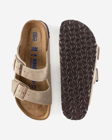 birkenstock arizona soft bed sandal natural leather suede taupe