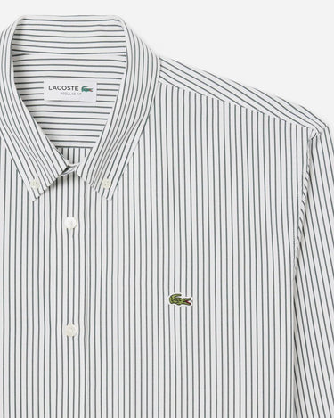 lacoste Regular Fit Pinpoint Stripe Shirt White Green 1