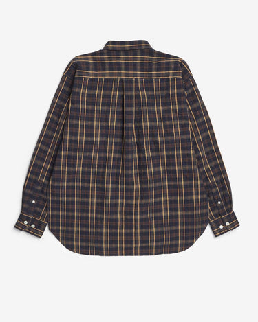 norse project Ole Oversized Wool Check Shirt Dark Navy Check