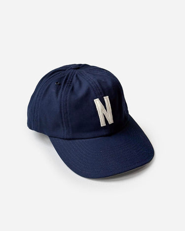 norse projects Light Canvas Felt N 8 Panel Cap Dark Navy