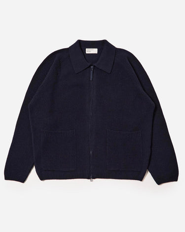 universal works Zip Cardigan Eco Wool Navy